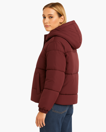 Veste d’Hiver Femme Matelassée Courte avec Capuche – Doudoune Chaude et Confortable