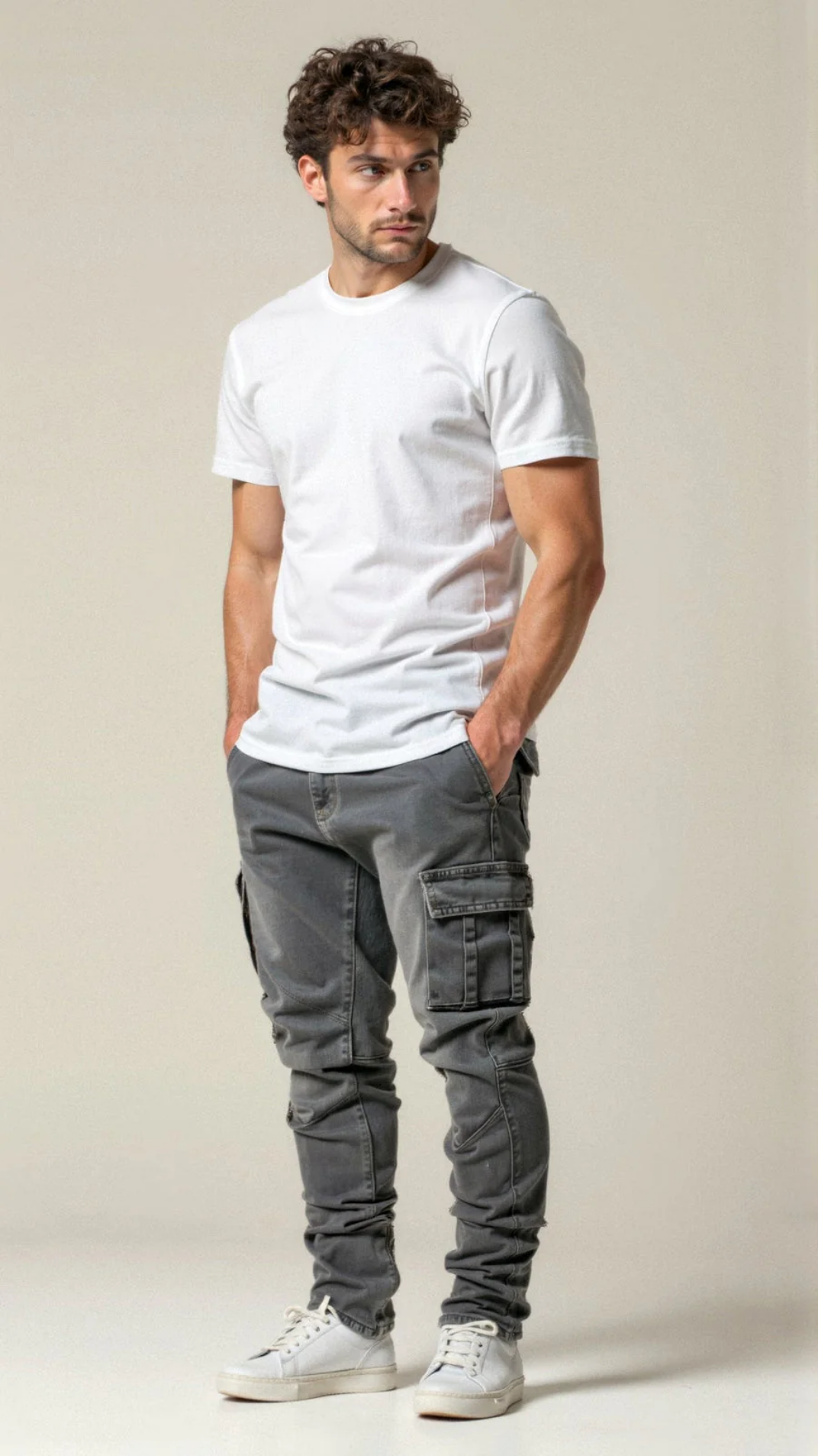 Jean Cargo Homme Stretch – Pantalon Denim Slim Fit Avec Poches
