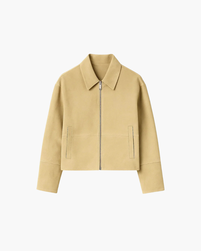 Veste Courte à Fermeture Zippée | Élégance Minimaliste et Coupe Droite