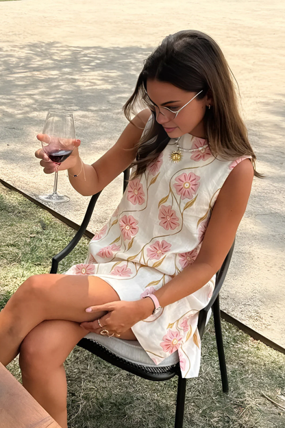 Robe Courte Femme Sans Manches – Robe Trapèze Fleurie au Style Estival