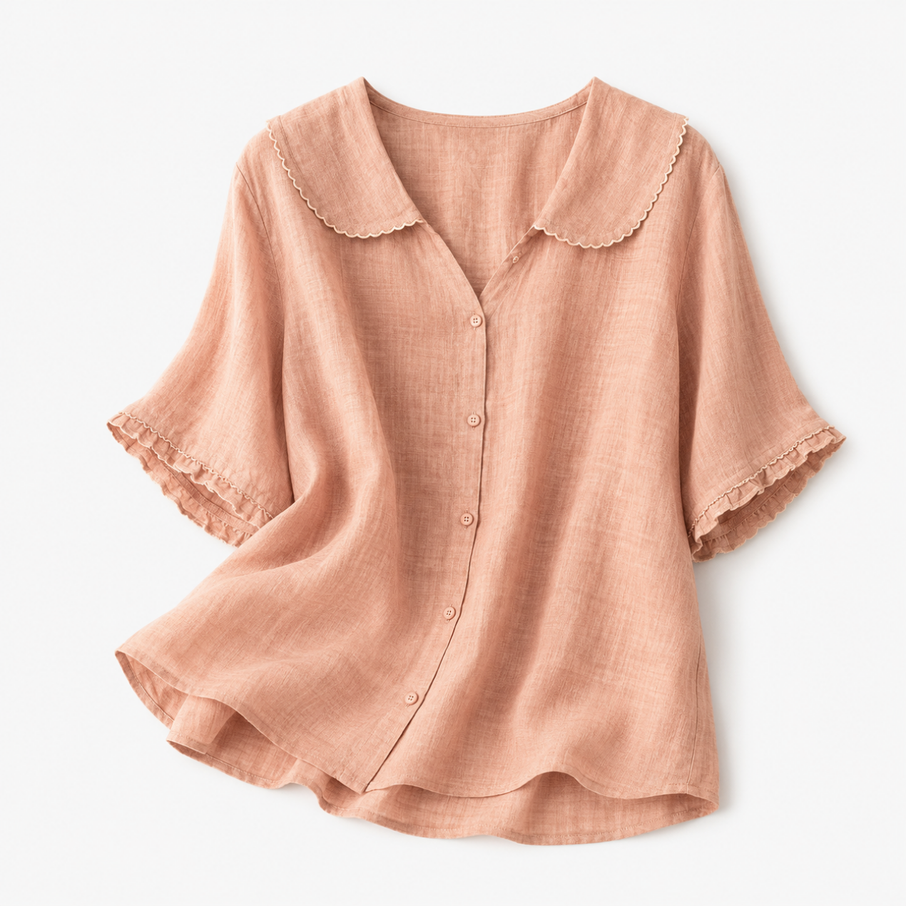 Blouse Femme Style Lin – Coupe Fluide & Col Vintage Boutonné | Blouse Respirante