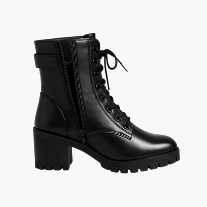 Bottes talons épaisses femme boucle dorée, détail boucle
