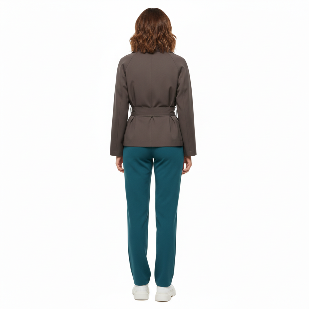 trench court femme chocolat, détail du col à revers