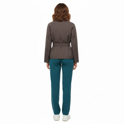 trench court femme chocolat, détail du col à revers