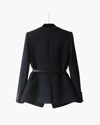 Veste femme structurée à boutons dorés et ceinture