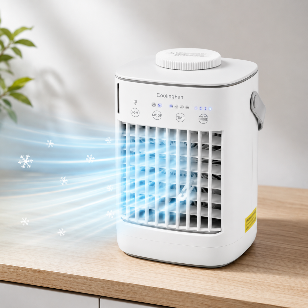 Climatiseur Mobile 3-en-1 Sans Tuyau – Rafraîchisseur & Ventilateur | 4 Vitesses, LED, Silencieux