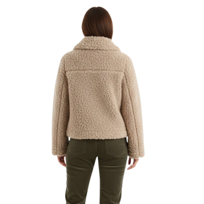manteau femme kaki, détail du col réversible