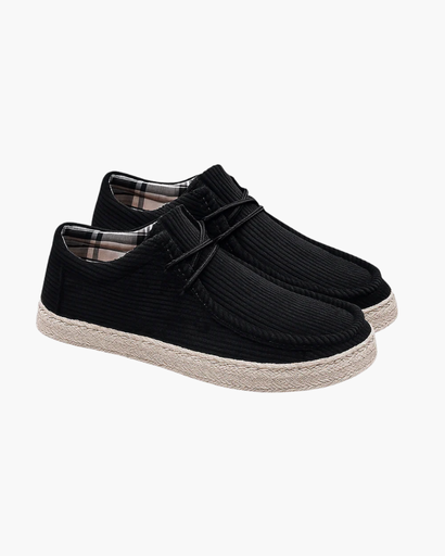 Chaussures basses à lacets avec motif côtelé et bord tressé