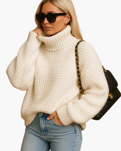 Pull à col roulé texturé pour femme