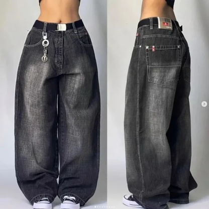 Jean cargo baggy femme taille haute