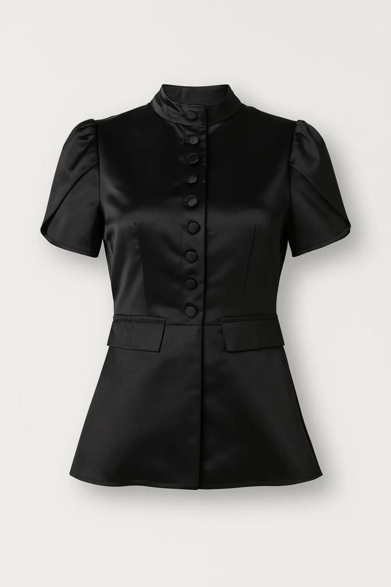 Blouse femme structurée à col montant
