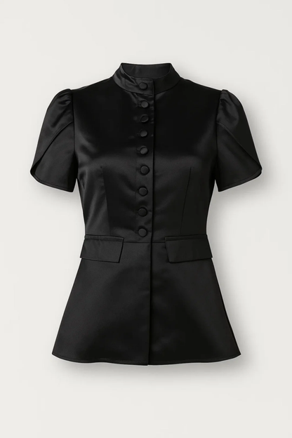 Blouse femme structurée à col montant