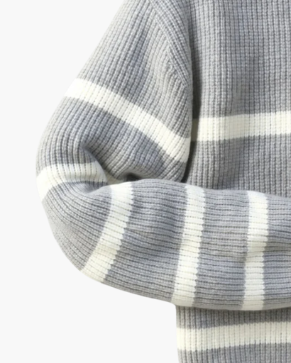 Pull à demi-zip rayé pour homme – Élégance décontractée et confort premium