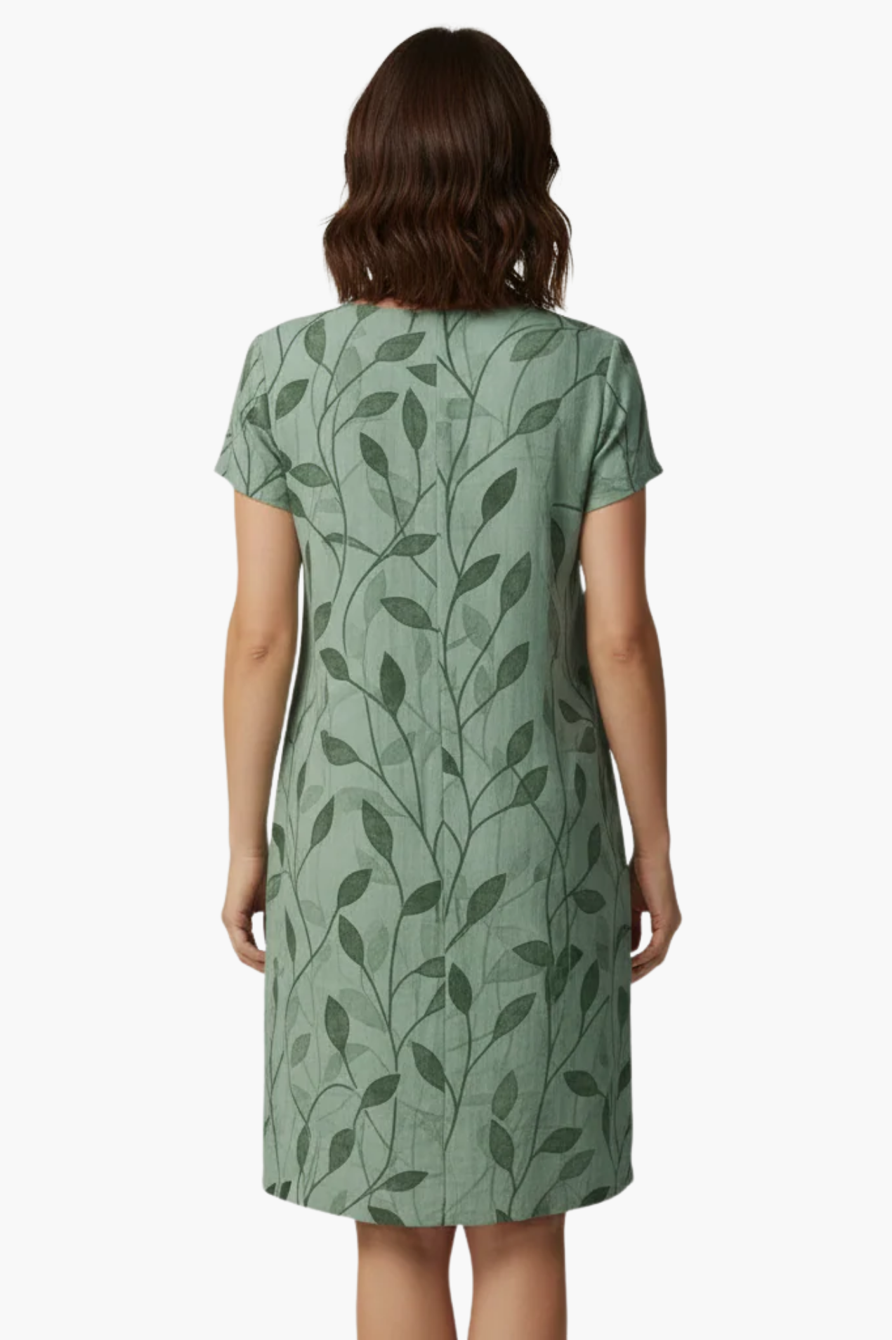 Robe Femme Col V Manches Courtes – Robe Droite Imprimée Style Décontracté