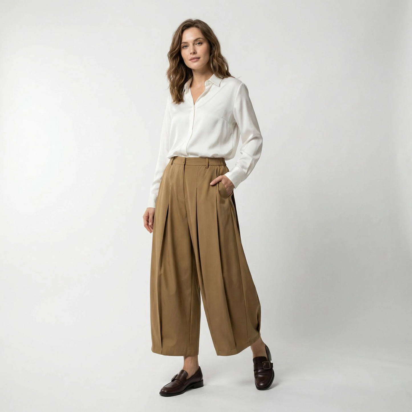 Pantalon Femme Large Décontracté – Coupe Droite Épurée Élégante
