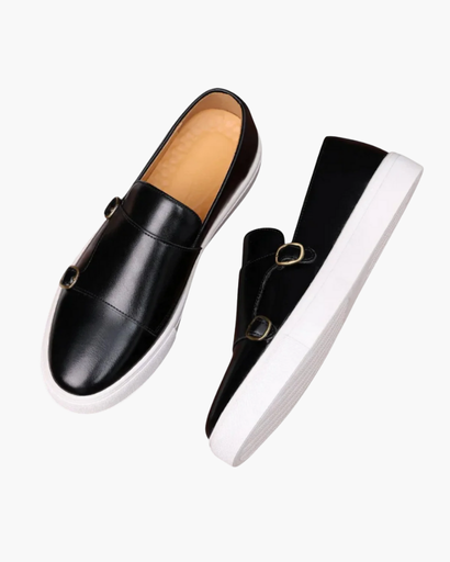 Mocassins Homme Double Boucle – Semelle Épaisse & Style Premium | Chaussures Habillées Slip-On