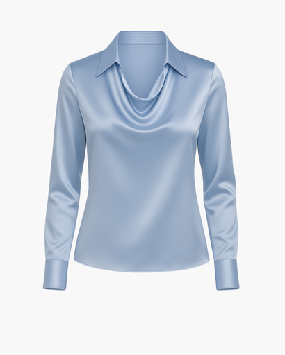 Chemisier femme col bénitier à manches longues