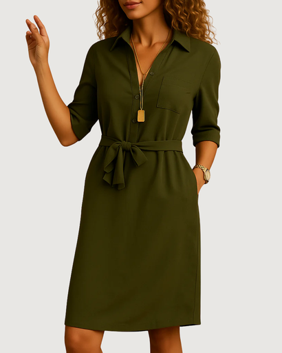 Robe chemise élégante avec ceinture nouée – Chic intemporel