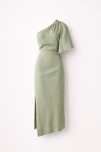 Robe longue femme asymétrique à une épaule avec fente
