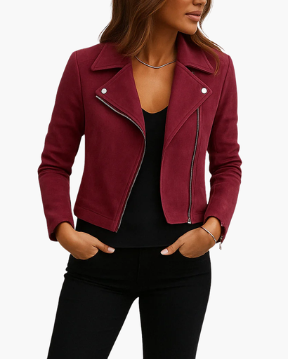 Blouson biker avec fermetures éclair au style affirmé pour femme