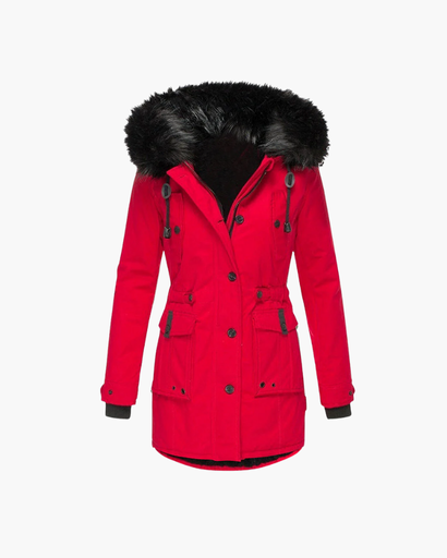 Manteau Long d’Hiver pour Femme avec Capuche et Col en Fausse Fourrure – Parka Chaude