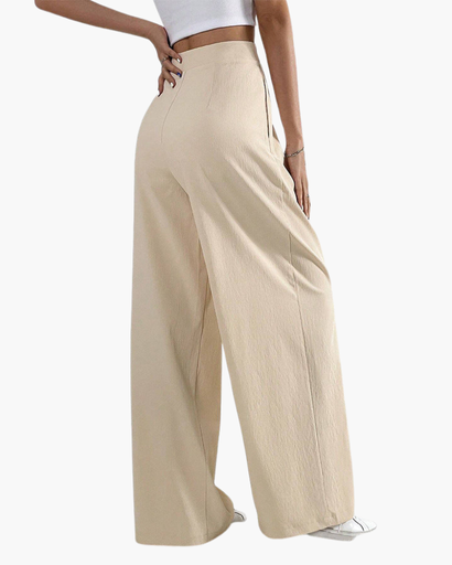 Pantalon femme taille haute avec plis