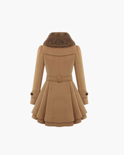 Manteau Femme Évasé à Double Boutonnage avec Ceinture