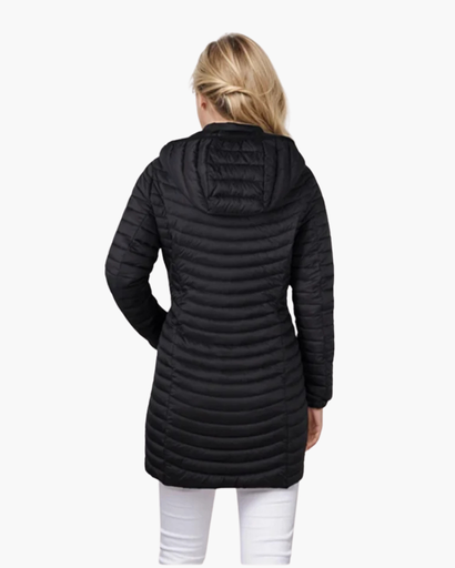 Manteau long matelassé à capuche pour femme