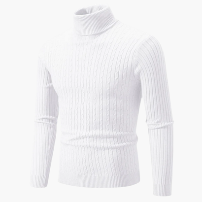 Pull Col Roulé Homme – Tricot Torsadé à Manches Longues