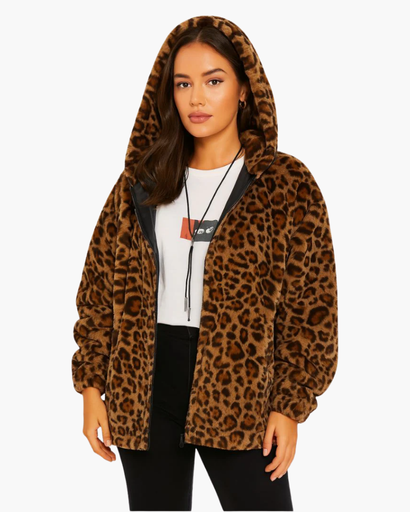 Veste Femme en Fausse Fourrure à Motif Léopard – Chaude & Tendance