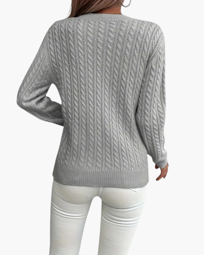 Pull femme torsadé à col rond