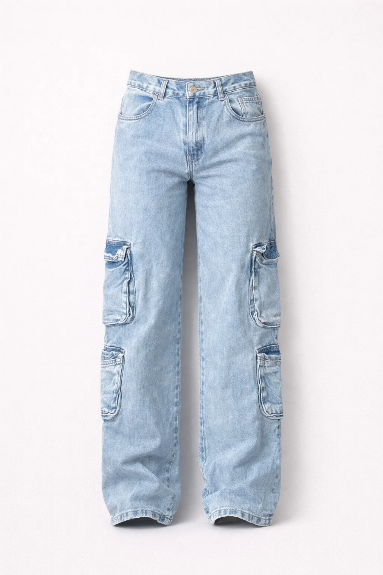 Jean cargo baggy femme taille haute