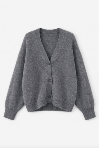 Cardigan oversize femme en maille douce, vue de dos