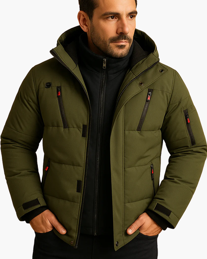Veste d’hiver matelassée chaude avec capuche pour homme