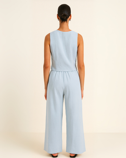 Ensemble Femme en Coton – Haut Sans Manches et Pantalon Large