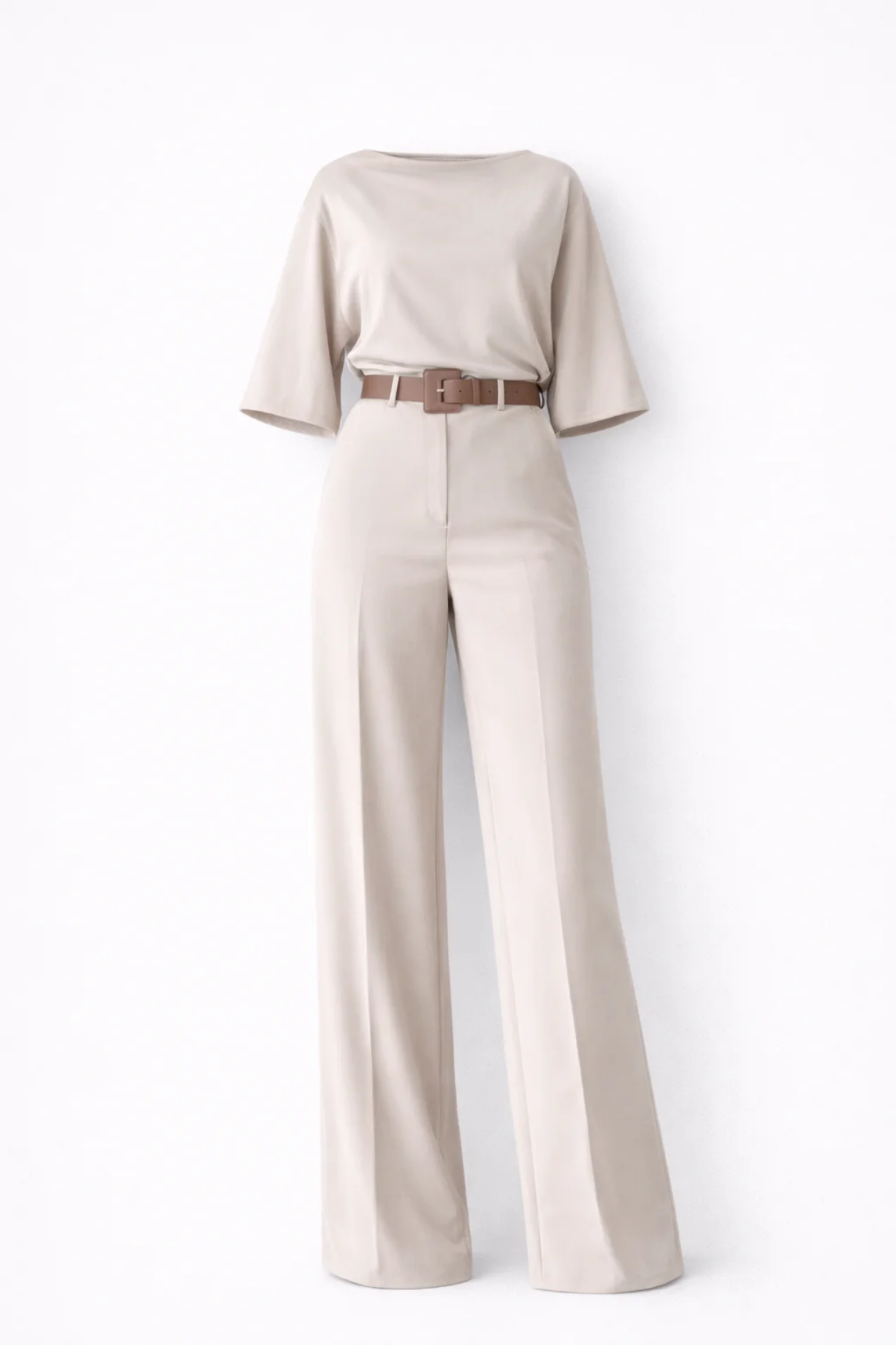 Ensemble Femme Élégant 2 Pièces – Top Fluide et Pantalon Taille Haute