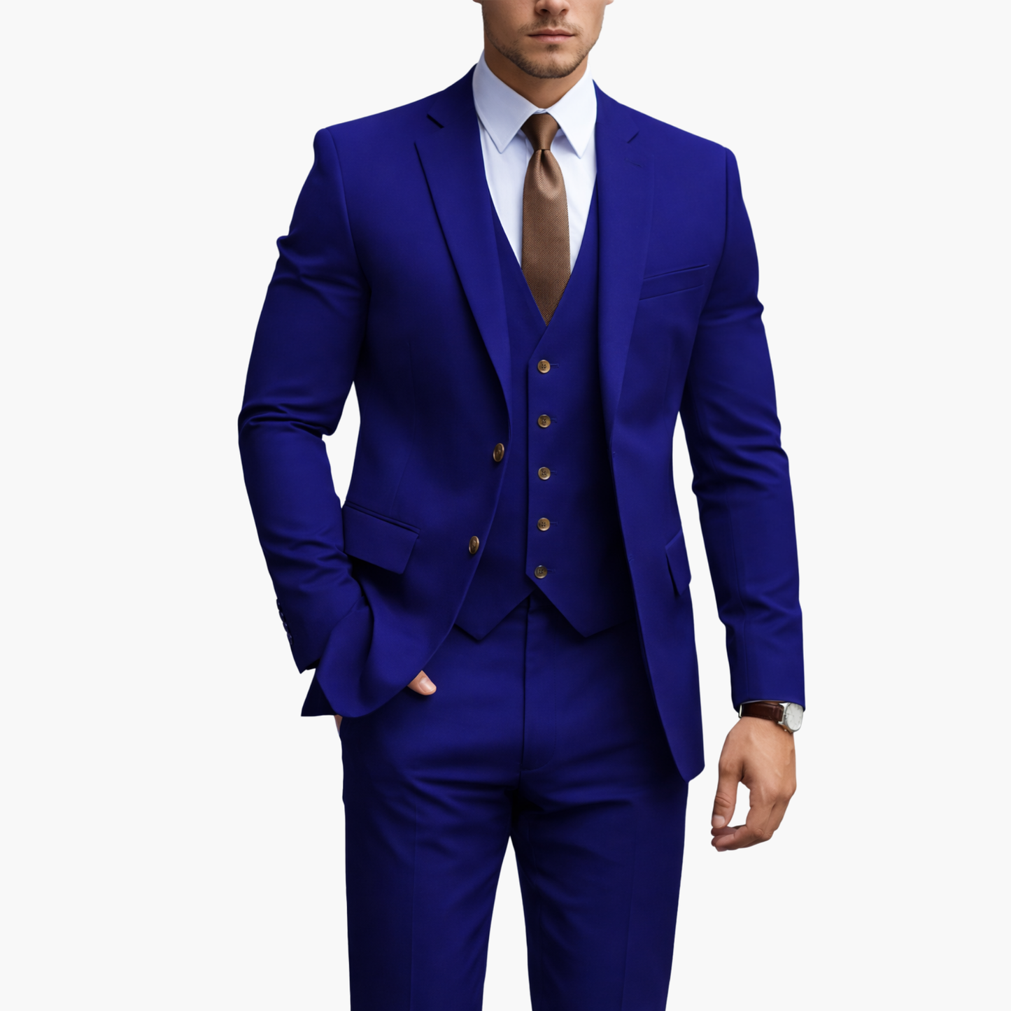 Costume homme 3 pièces élégant coupe ajustée avec gilet veste et pantalon style formel moderne