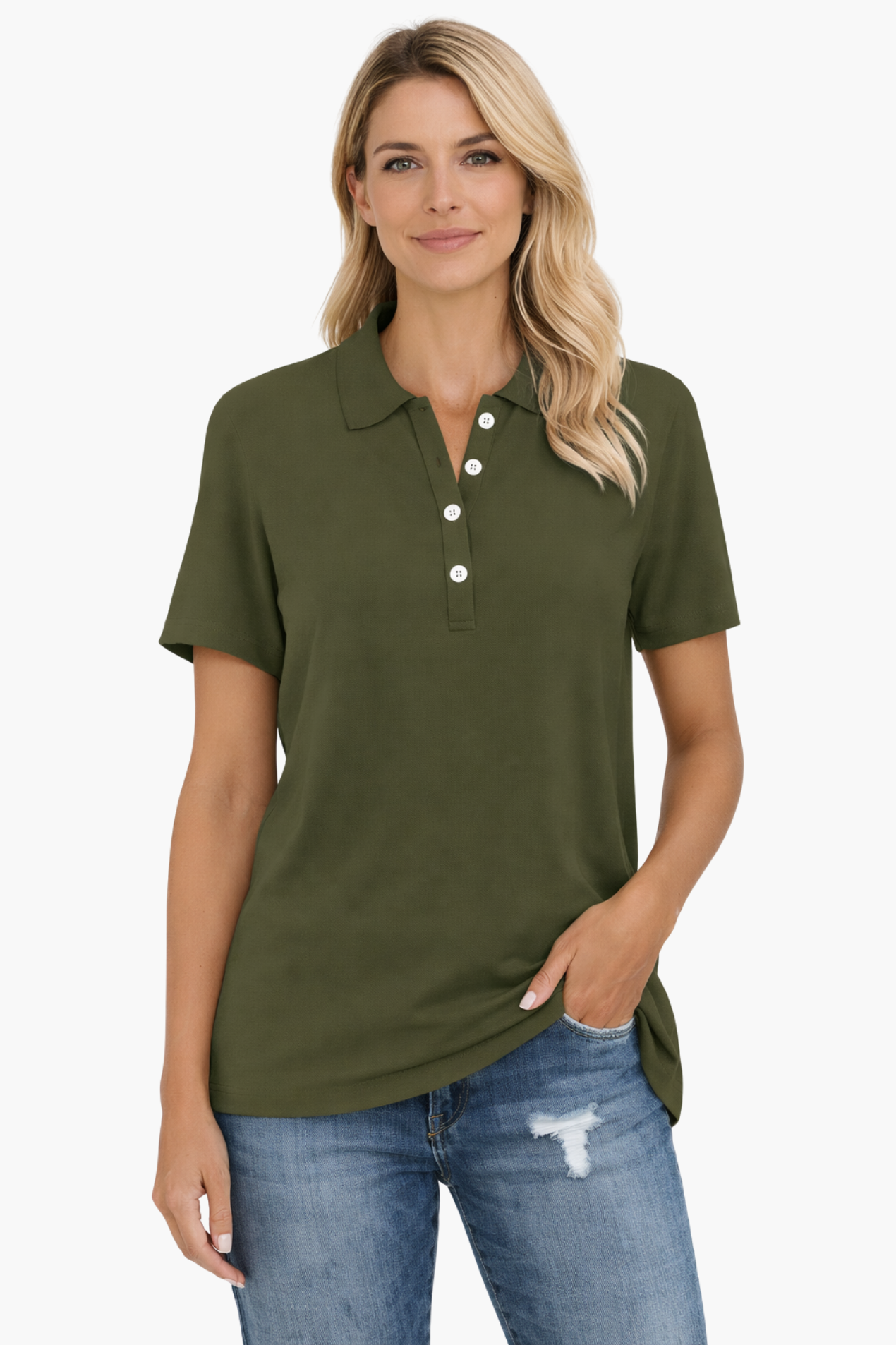 Polo Femme Manches Courtes – Haut Décontracté Élégant Avec Boutons