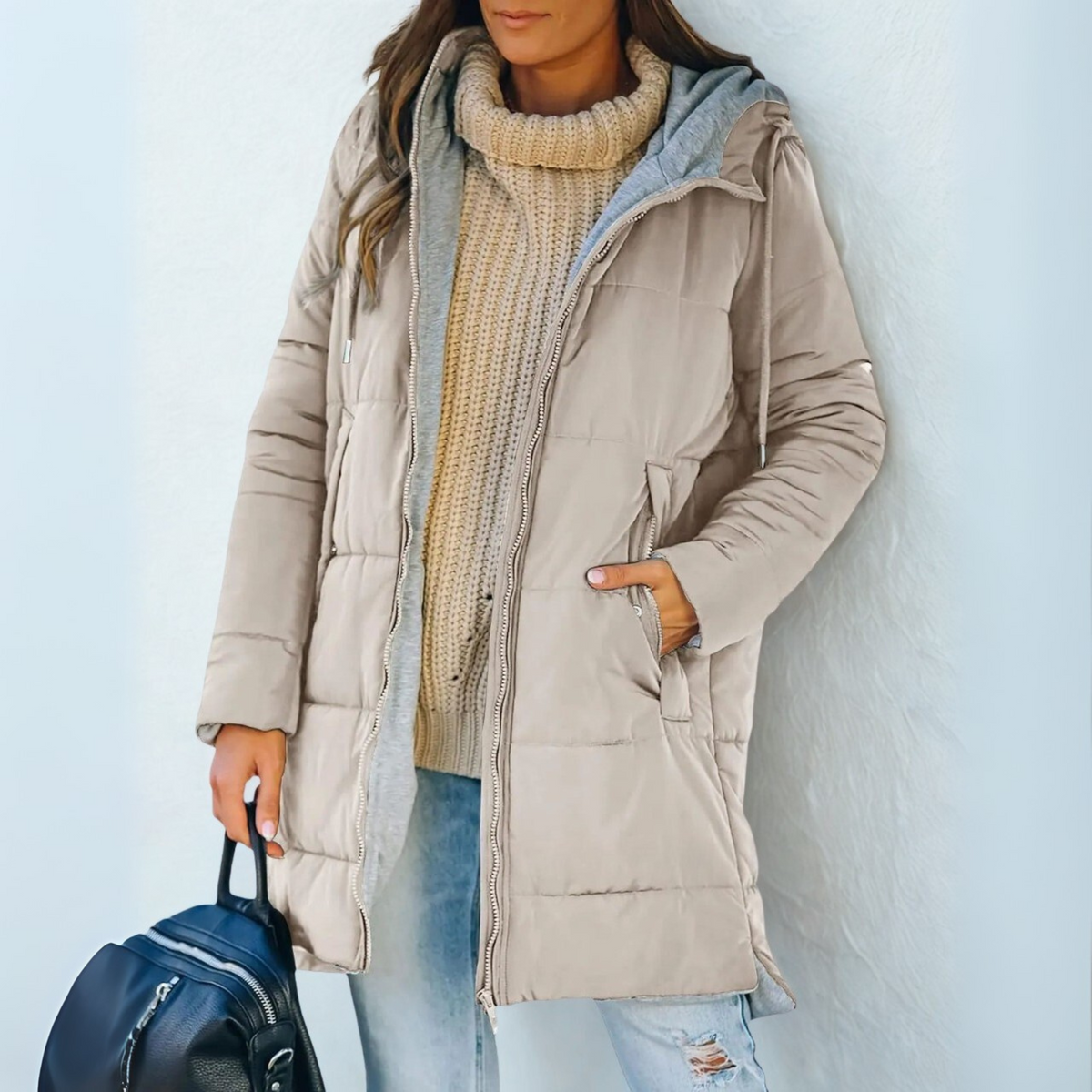 doudoune à capuche femme, coloris beige