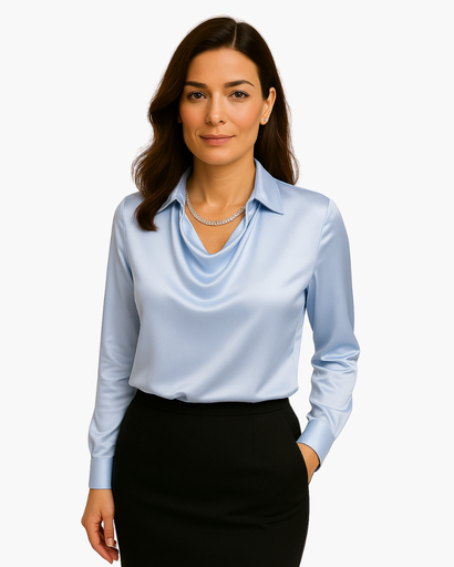Chemisier femme col bénitier à manches longues