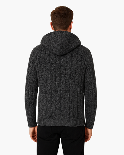 Gilet à Capuche Homme | Maille Torsadée et Doublure Chaude