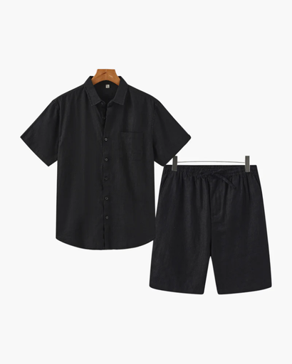 Ensemble Estival Homme – Chemise Courte à Col Classique & Short Décontracté