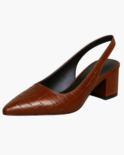 Escarpin Slingback Femme Talon Bloc – Style Bureau Élégant | Invitée de Mariage & Chic