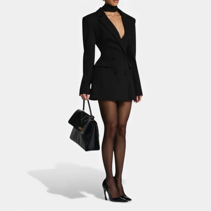 Robe Blazer Mini Femme Col Tailleur Ajustée – Élégante & Structurée | Invitée Mariage Cérémonie