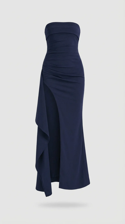 Robe Longue Bustier Élégante avec Fente Haute