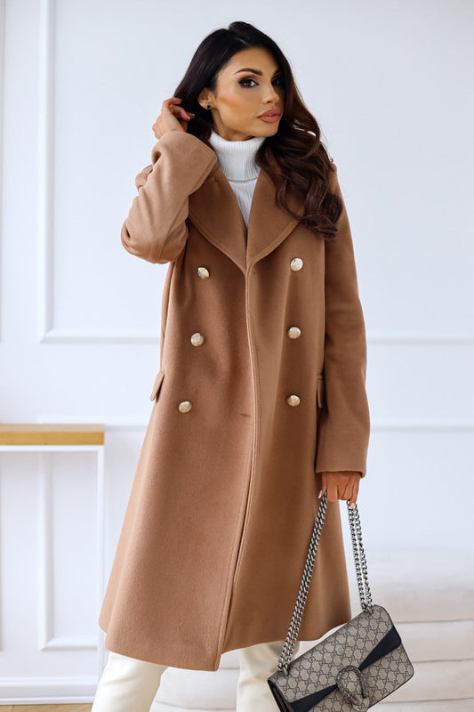 manteau laine femme marron, vue de face