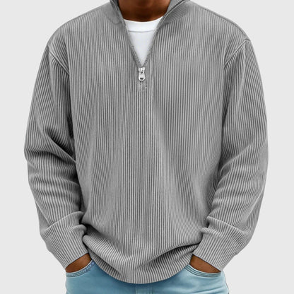 pull femme col montant demi-zip, coloris gris