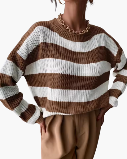 Pull Rayé Décontracté – Coupe Relax et Élégante
