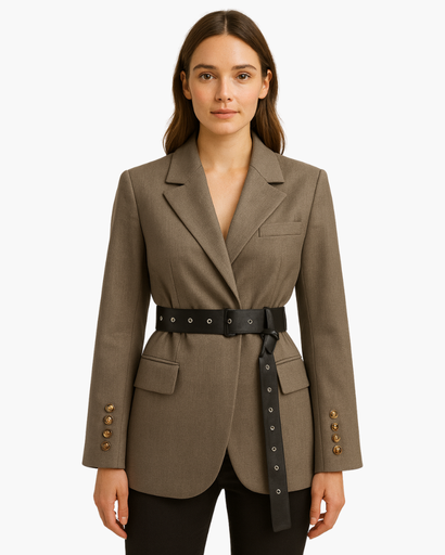 Veste tailleur femme structurée avec ceinture