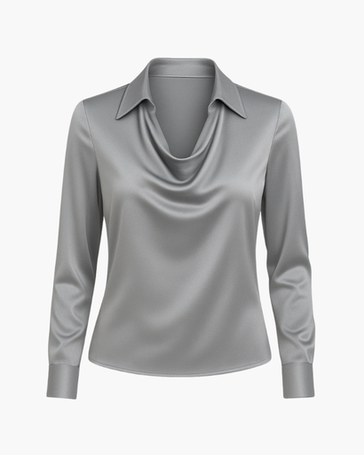 Chemisier femme col bénitier à manches longues